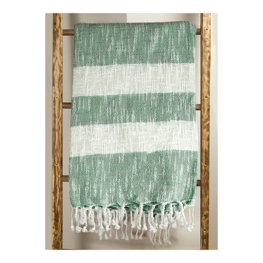 Cotton Stripe Throw 50 X 60 Green