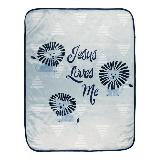 Jesus Loves Me Lion Blue - 30" X 40" Throw Blanket