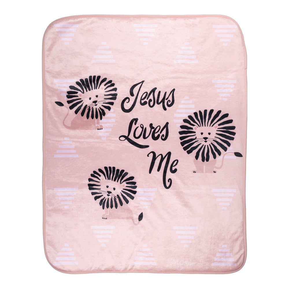 Jesus Loves Me Lion Pink - 30" X 40" Throw Blanket