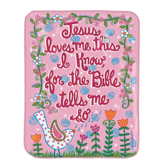 Jesus Loves Me  Bird Pink 30x40 Throw Blanket