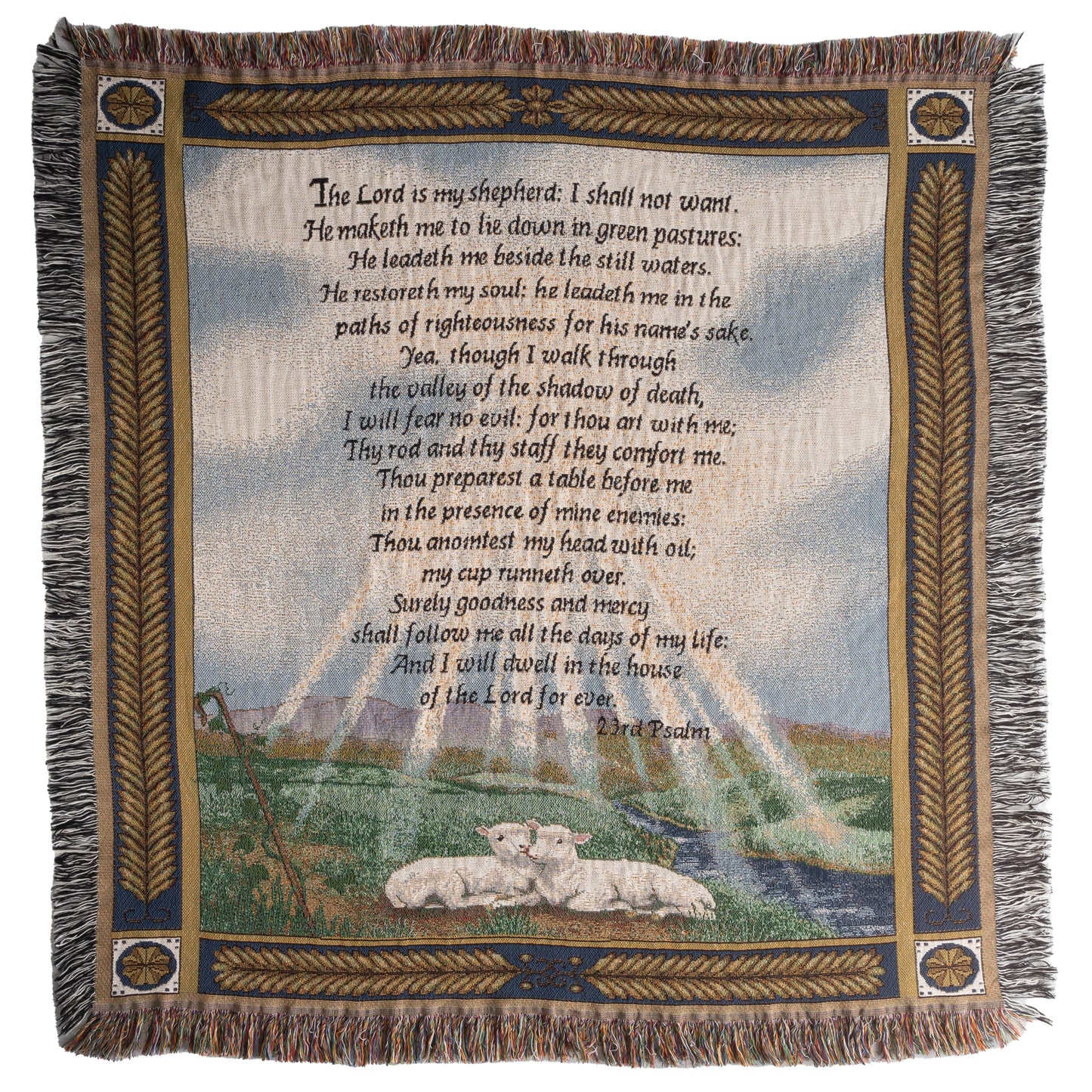 23rd Psalm Heirloom Woven Tapestry Throw 55x57, Easter, Mothers Day, Fathers Day