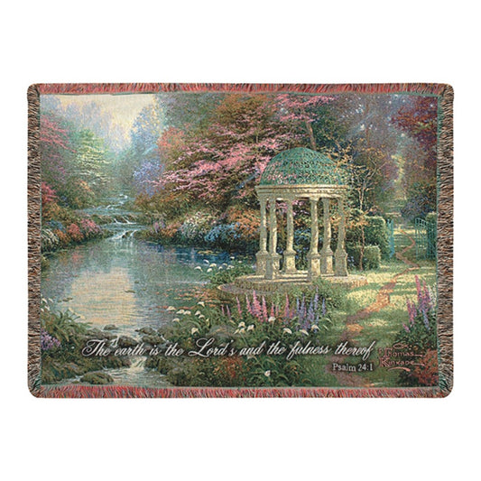 Thomas Kincade-The Garden of Prayer w/ Verse Tapestry Throw 50"x60" 100% Cotton