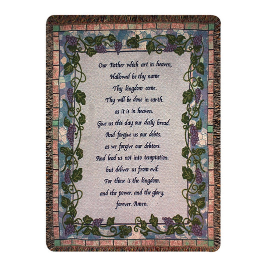 The Lord's Prayer Tapestry Throw 50"x60" 100% Cotton