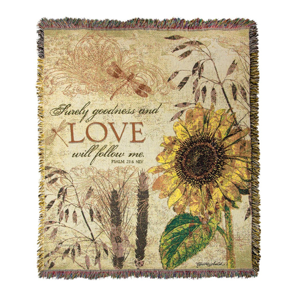 Surely Goodness And Love Tapestry Throw 50"x60" 100% Cotton