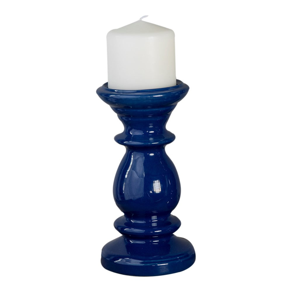 Camden Blue Ceramic Candle Holder Small  Set of 2