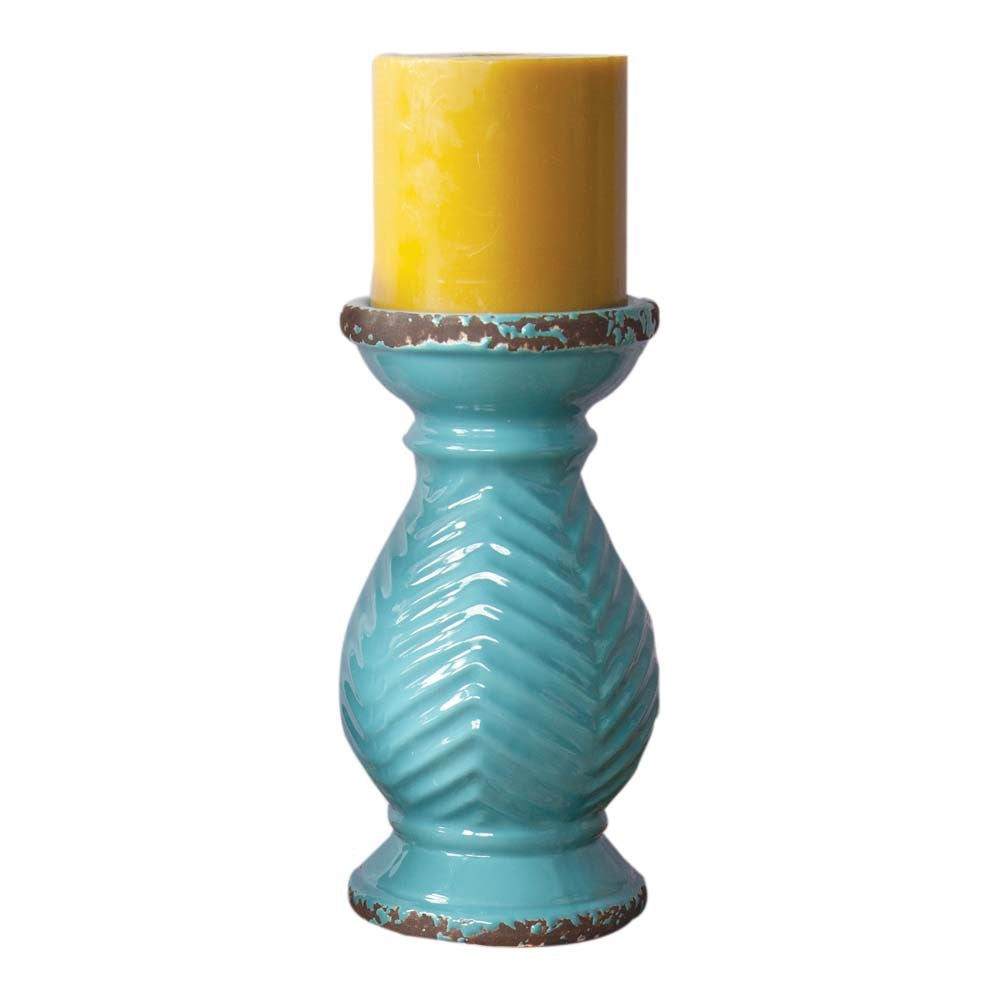 Earth Candle Holder Turquoise -Sm Set Of 2