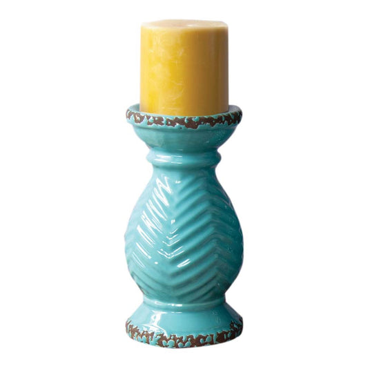 Earth Candle Holder Turquoise -Lg Set of 2