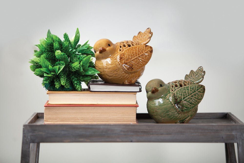 In Flight Caramel Ceramic Birds Set of 2