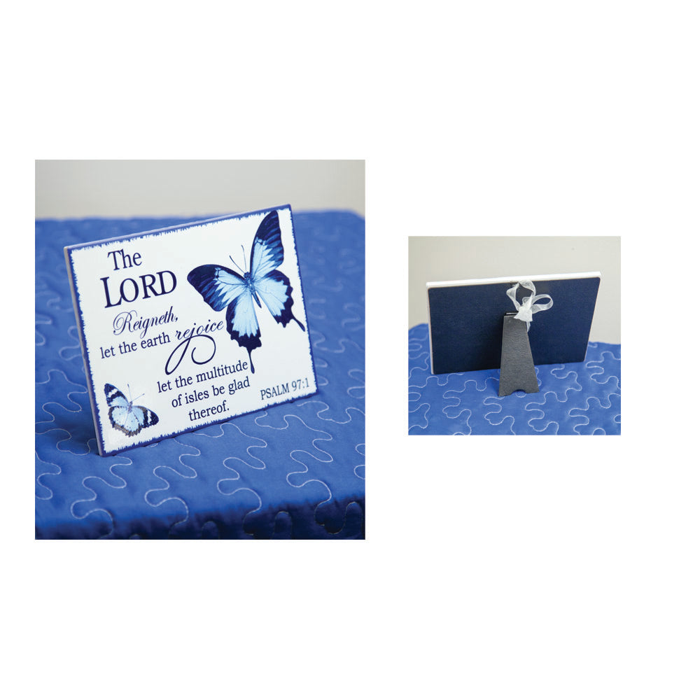 Indigo Ceramic Plaque The Lord Set of 3