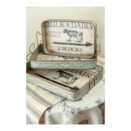 Metal Farm Tray Asst Set of 3