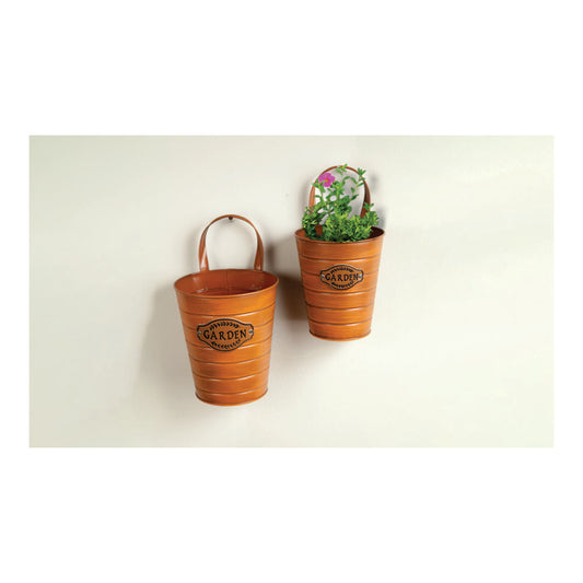 Metal Patch Bucket Orange Asst Set of 2