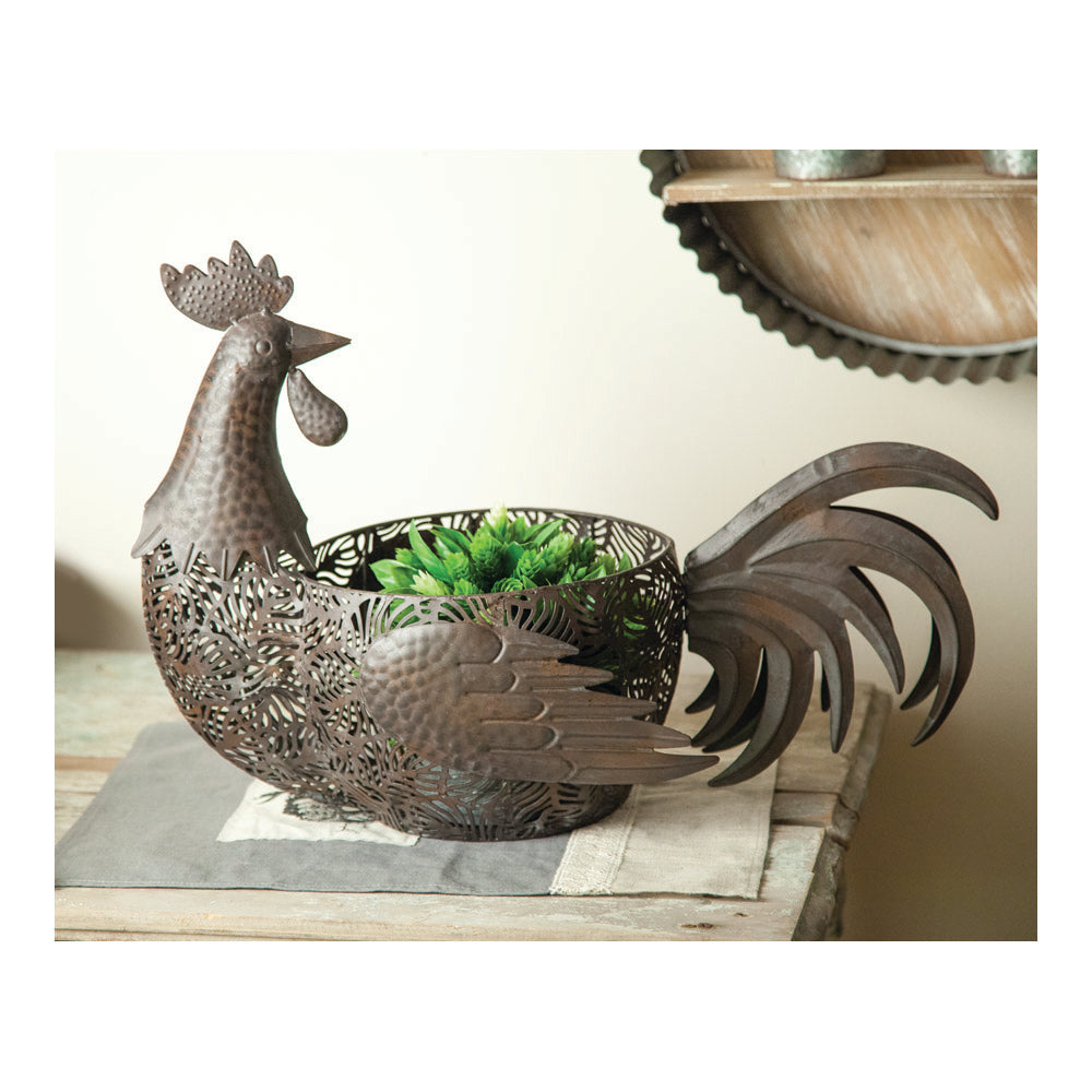 Metal Rooster Basket