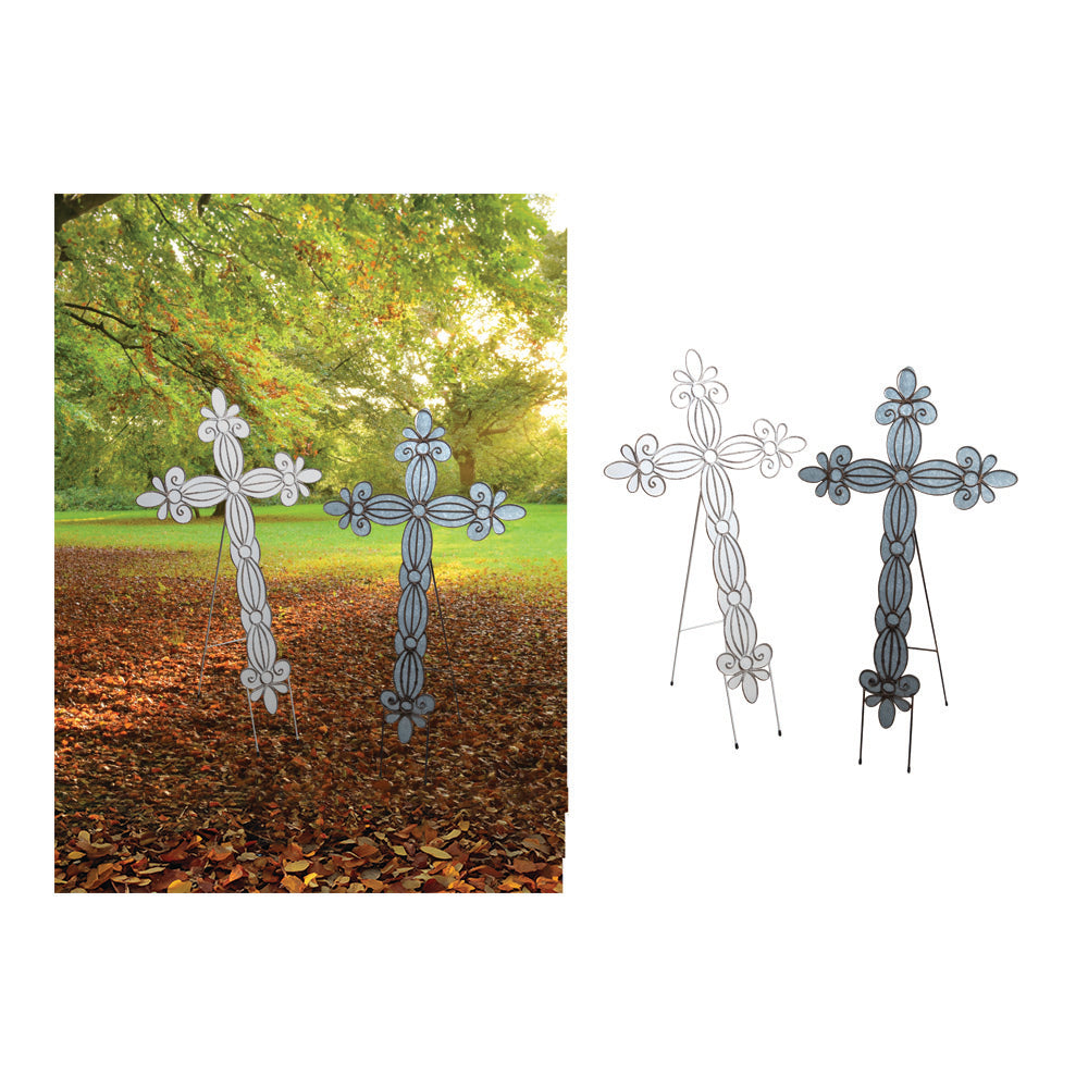 Metal Cross Easel - Cream  Set of 2