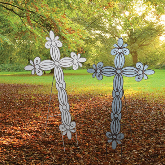 Metal Cross Easel - Galvanized Set of 2