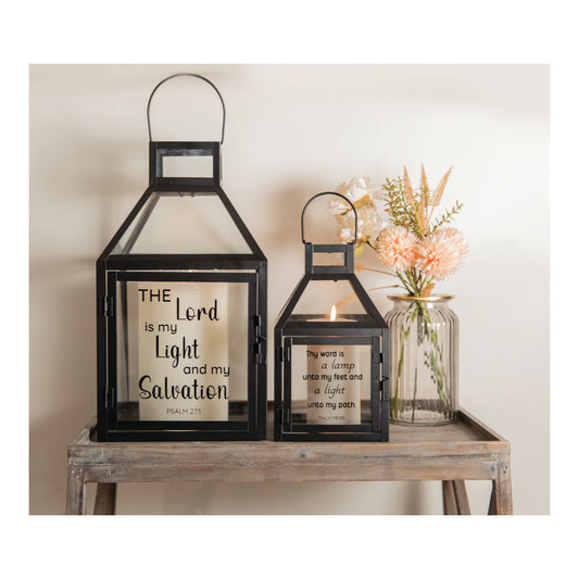 Metal Lantern Assorted Set of 2 - The Lord Is My Light