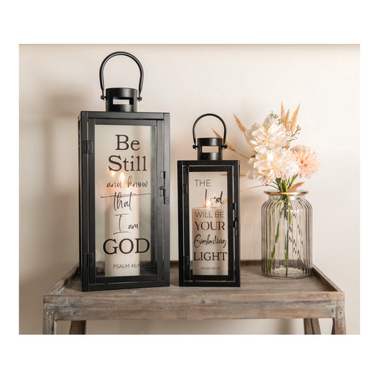 Metal Lantern Assorted Set of 2 - Be Still and Know