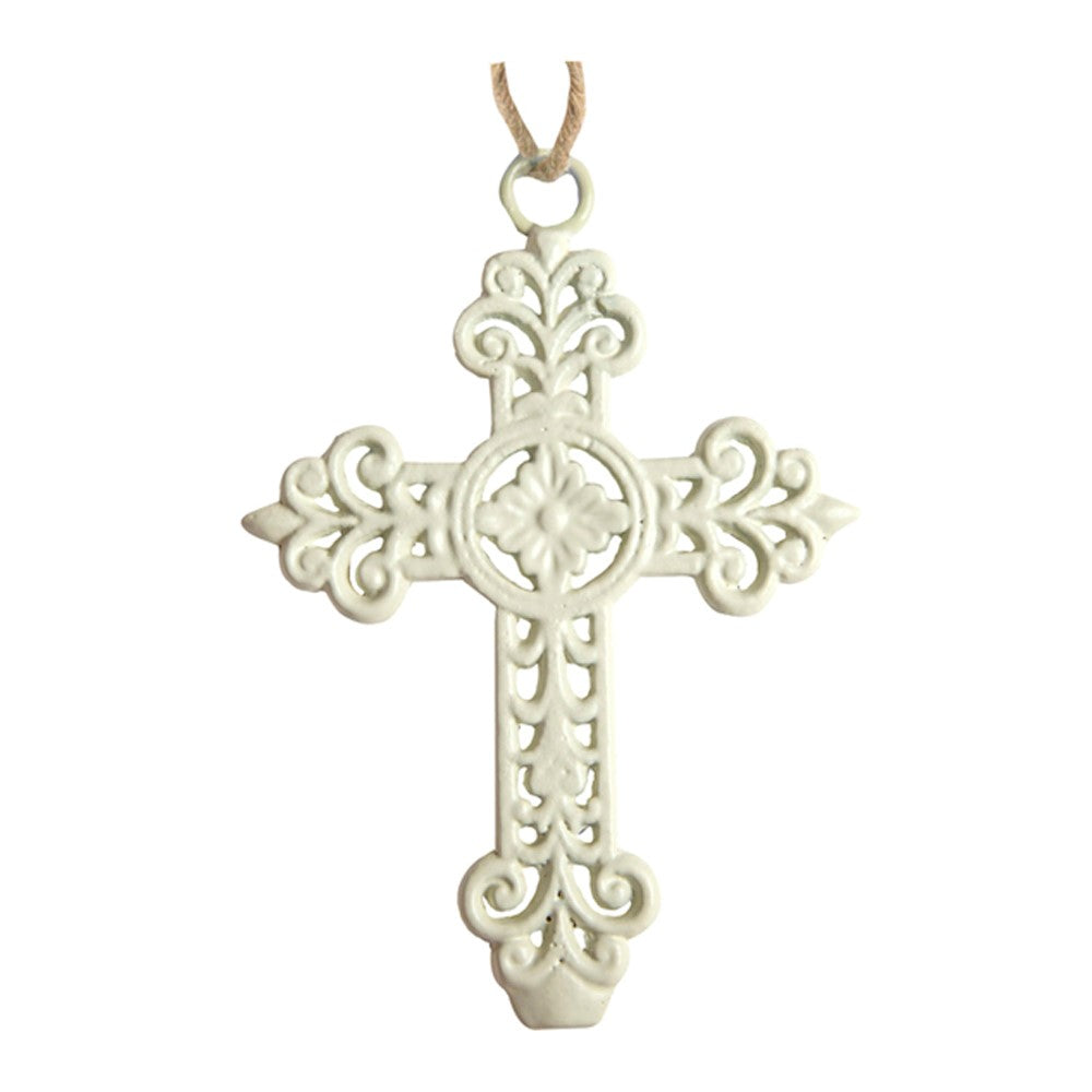 Sacred Cast Iron Cross Set of 2 Cream