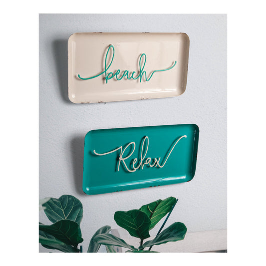 Beach/Relax Metal Wall Art Sign S/2