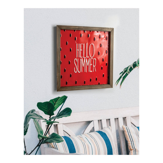 Watermelon Seed Hello Summer Metal Sign S/2