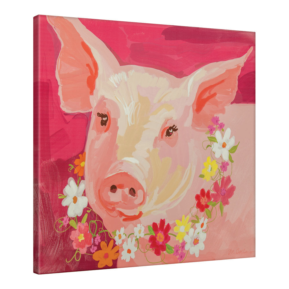 Pinky The Pig Canvas Art 32" x 32"