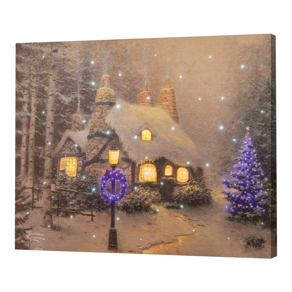 Thomas Kinkade Stonehearth Hutch 20 X 16 Fiber Optic Canvas