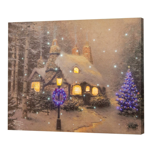 Thomas Kinkade Stonehearth Hutch 20 X 16 Fiber Optic Canvas