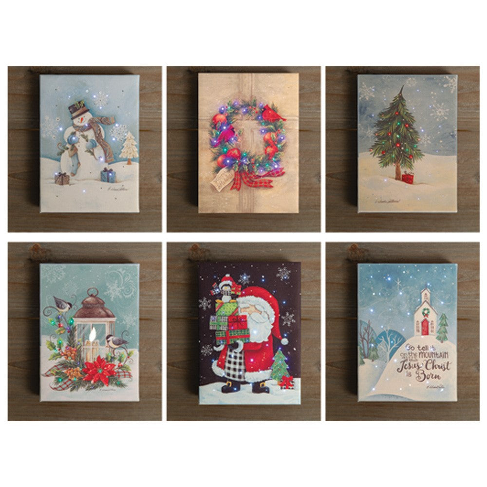 Fiber Optic Holiday Canvas Set of 24 With Display