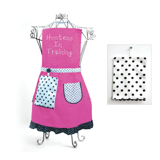 Hostess In Training Pink Childs Apron & Hand Towel Set