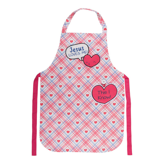 Jesus Loves Me  Pink Childs Apron & Hand Towel Set