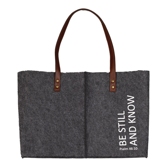 Be Still And Know Felt Insprirational Tote