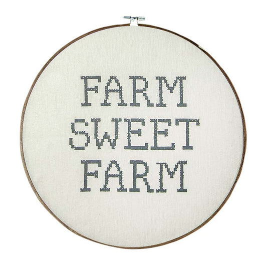 Farm Sweet Farm Embroidery Hoop Sign