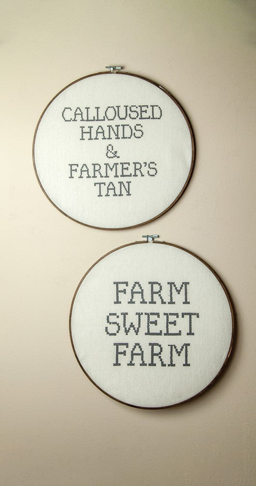 Farm Sweet Farm Embroidery Hoop Sign