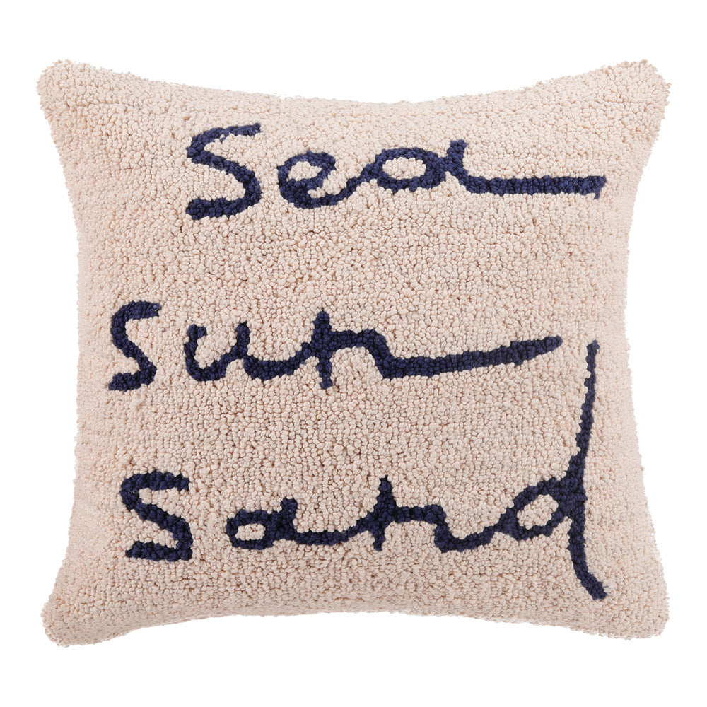 Sea Sand Sun - Hooked Pillow 16 X 16