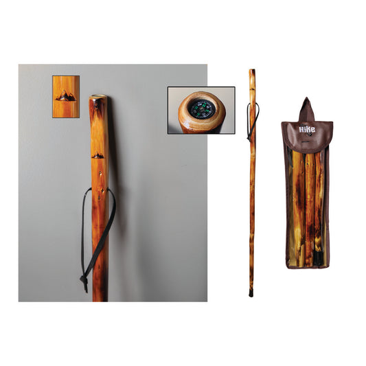 Take A Hike Walking Stick W/Compass & Pouch - Mountain Range