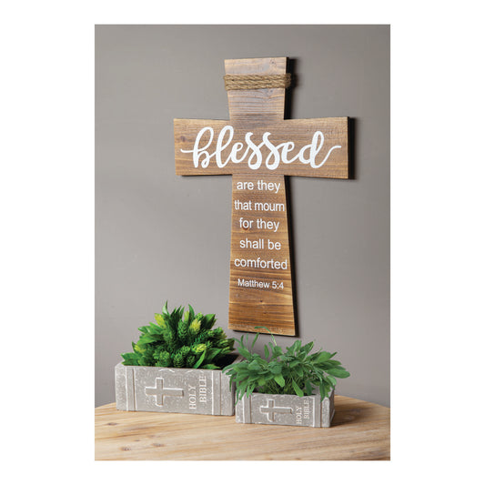 Blessed Are They That Mourn Wooden Wall Cross