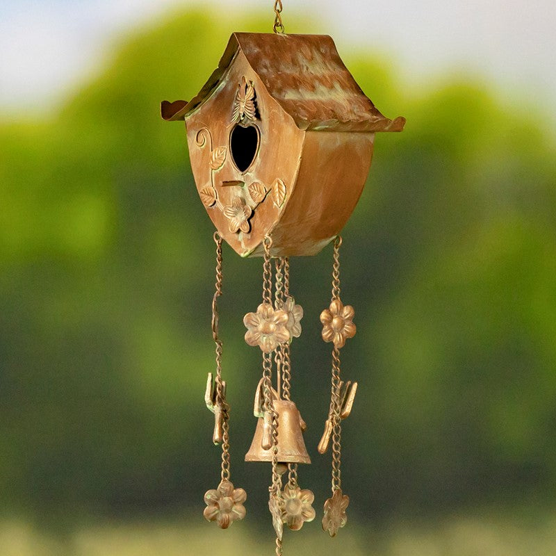 Set of 6 Assorted Style Hanging Birdhouse Wind Chimes