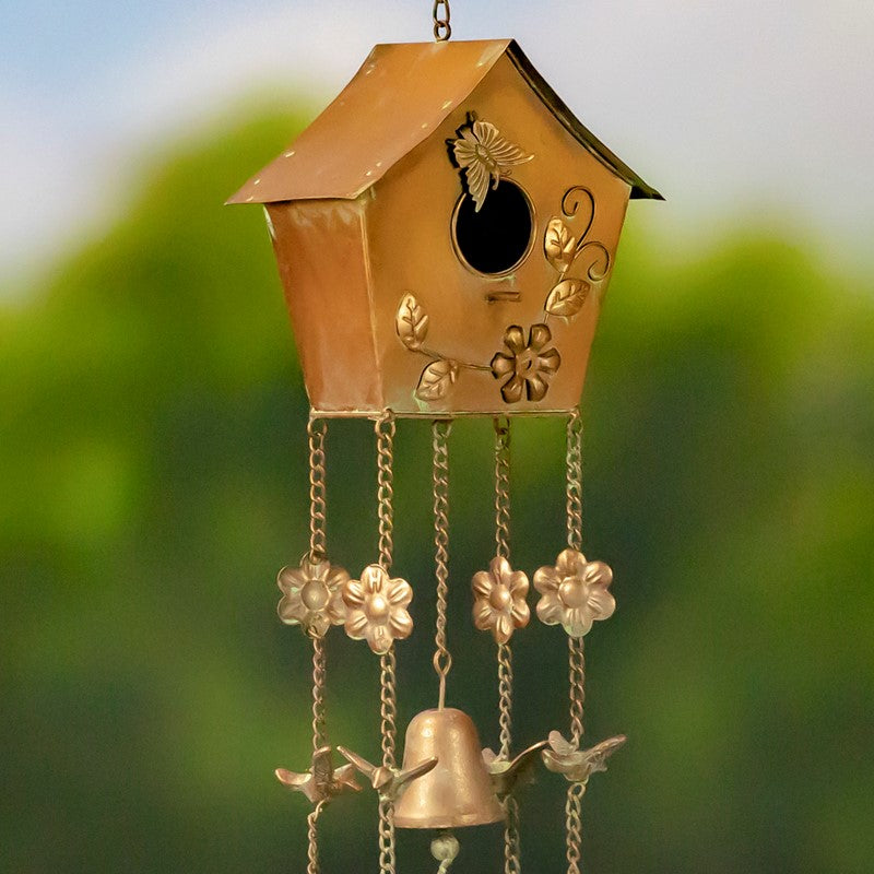 Set of 6 Assorted Style Hanging Birdhouse Wind Chimes