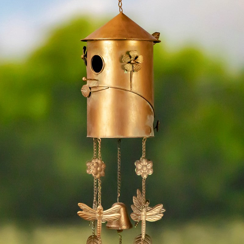 Set of 6 Assorted Style Hanging Birdhouse Wind Chimes