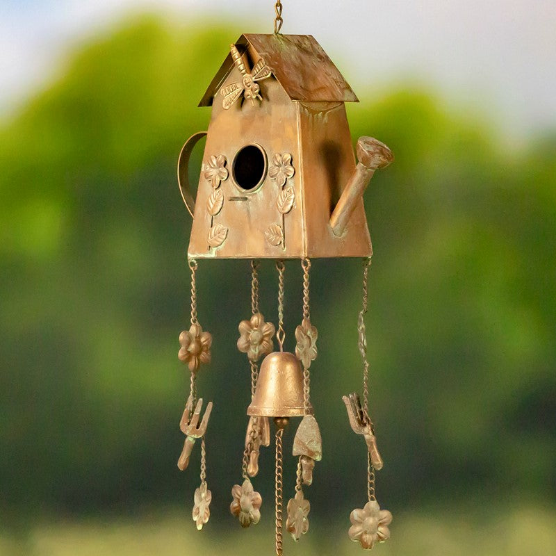 Set of 6 Assorted Style Hanging Birdhouse Wind Chimes