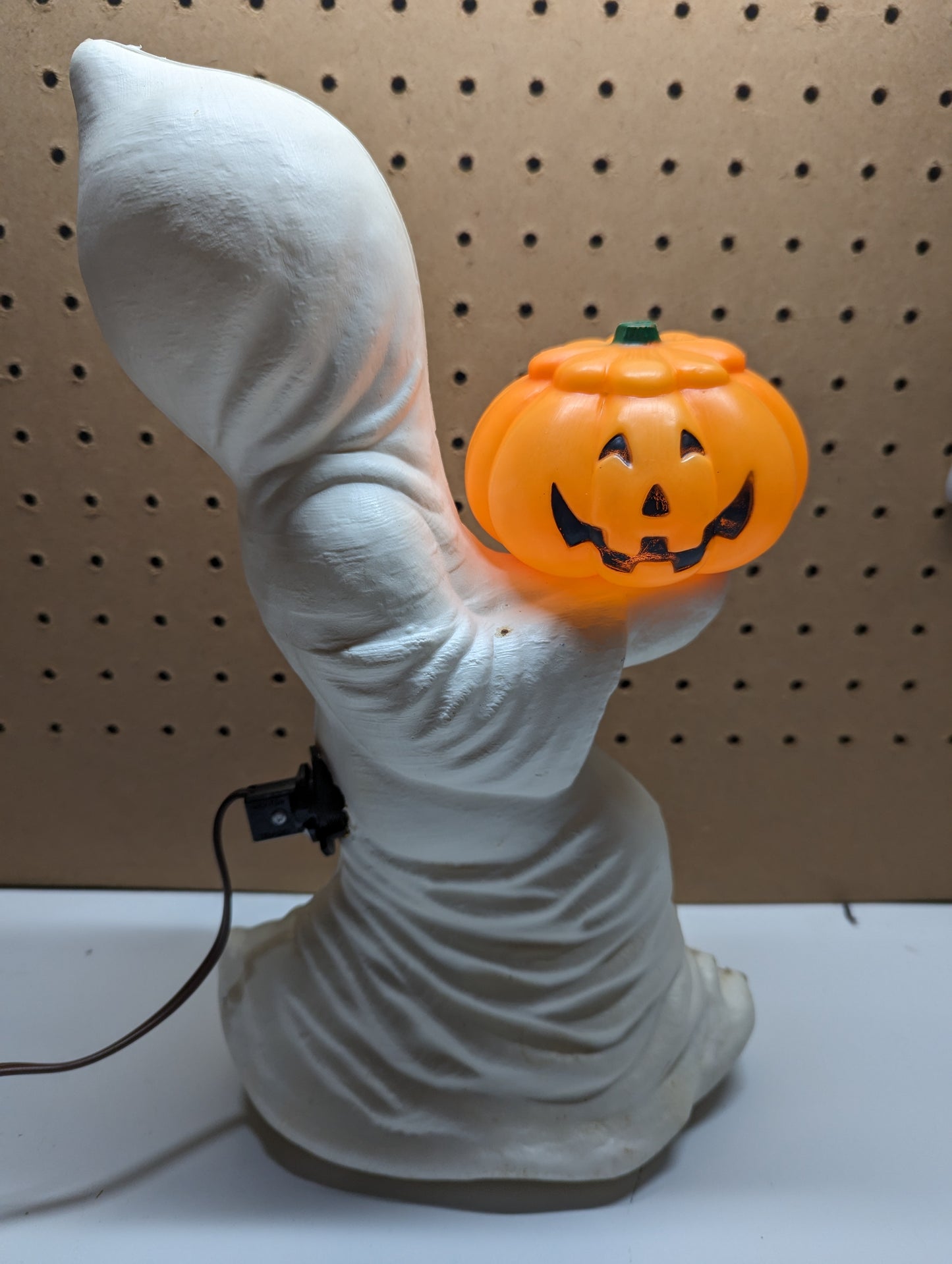 Vintage 1960's Blow Mold Ghost with Jack o Lantern- General Foam Plastics