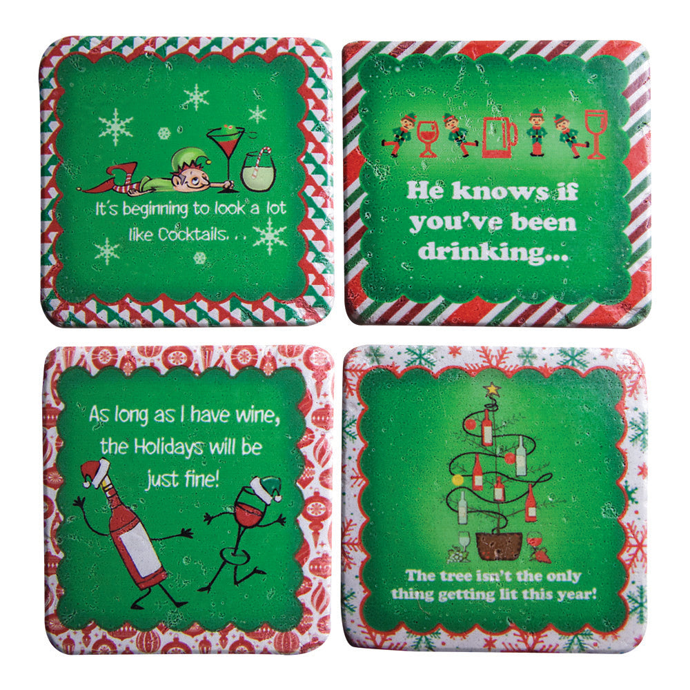 Christmas Wine Coaster Set of 4