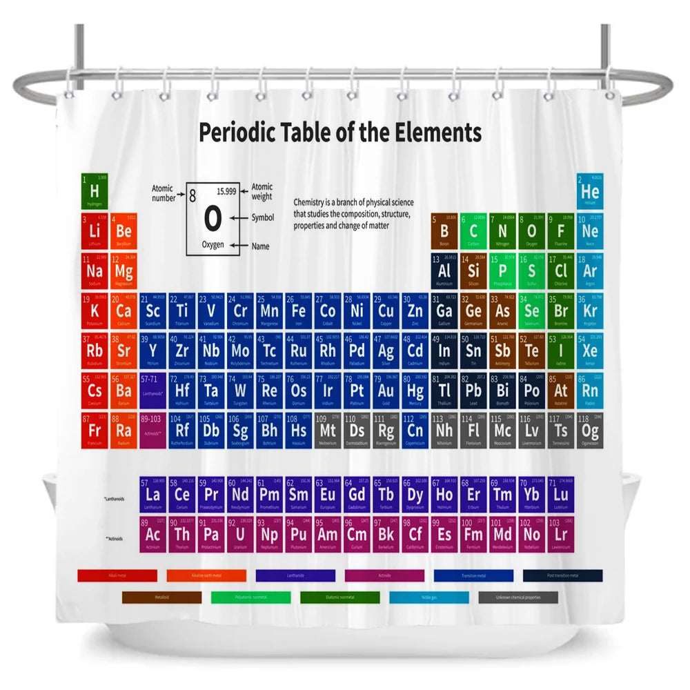 Periodic Table of Elements, Skeleton, Organs Shower Curtains Waterproof 3D Print Fabric Curtain