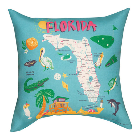 Florida Map Climaweave Pillow 18" Indoor/Outdoor