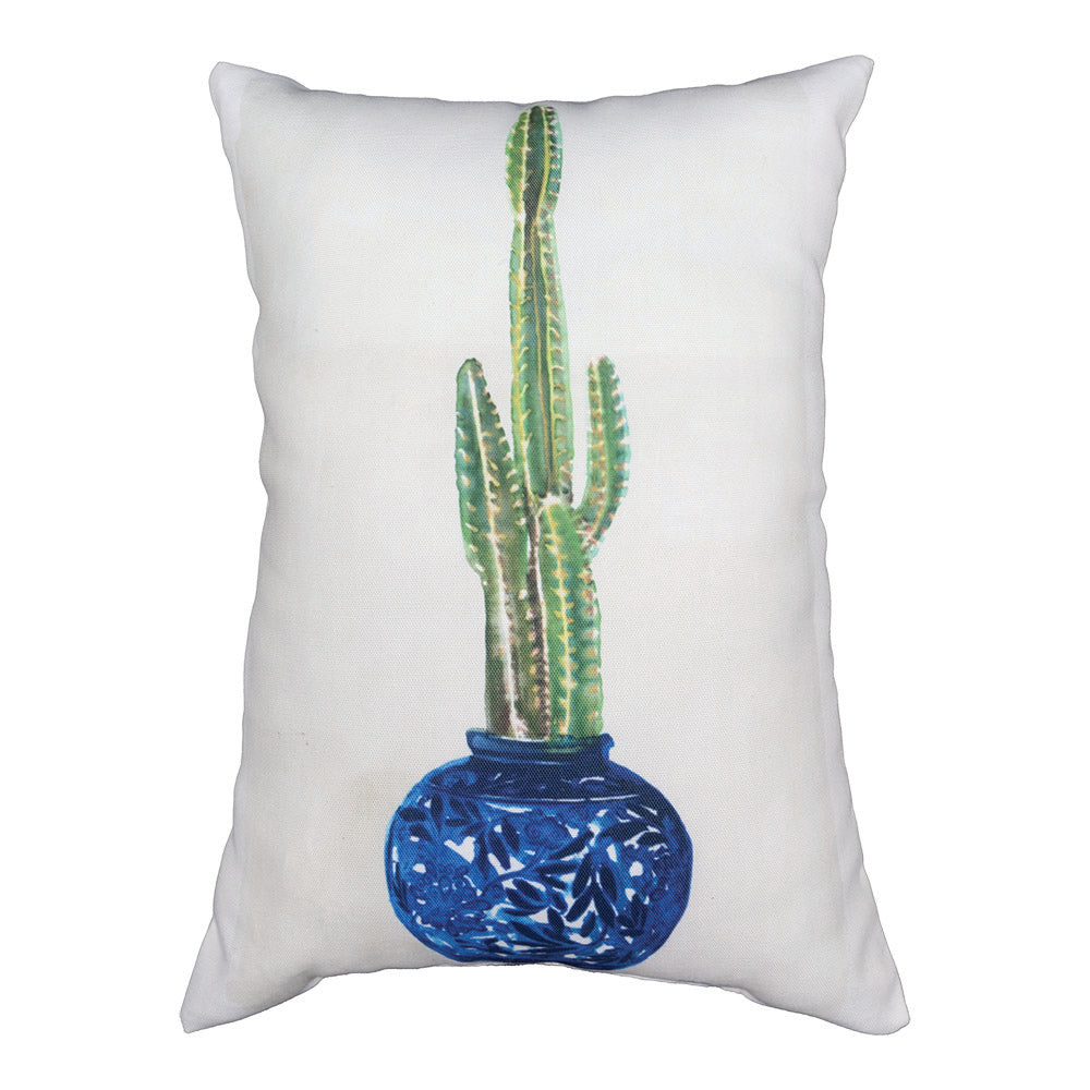 Cacti In Blue Pot1 - 13X18 Climawave Pillow Indoor/Outdoor