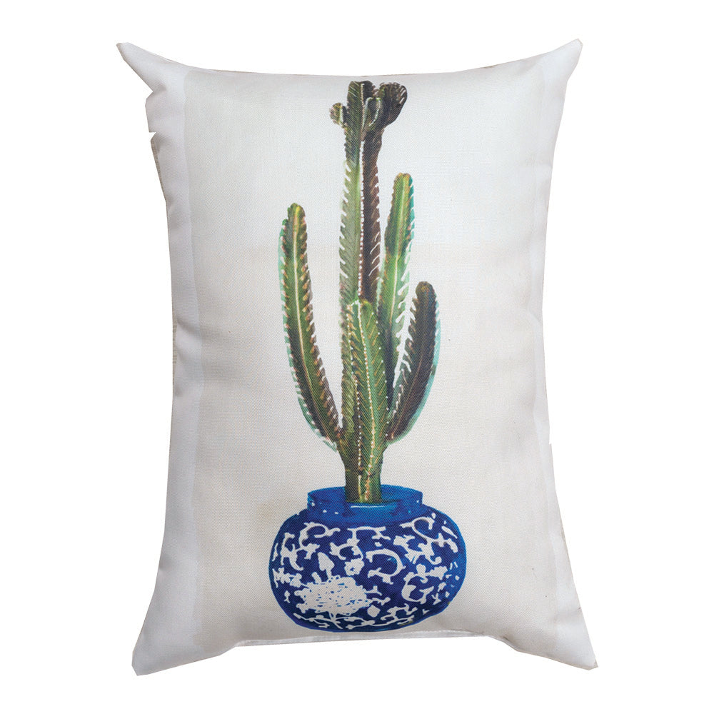 Cacti In Blue Pot1 - 13X18 Climawave Pillow Indoor/Outdoor