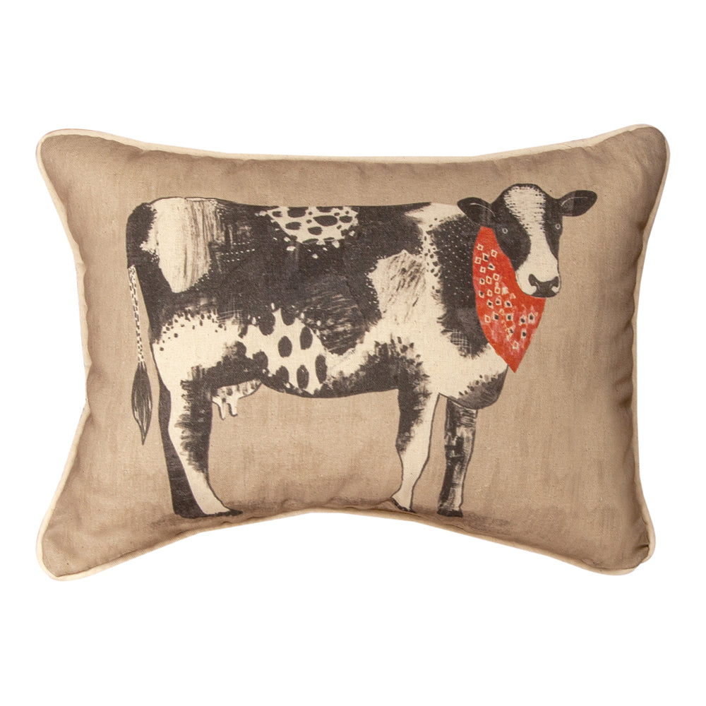 Farm Life Ville Cow Pillow 18x13 inch