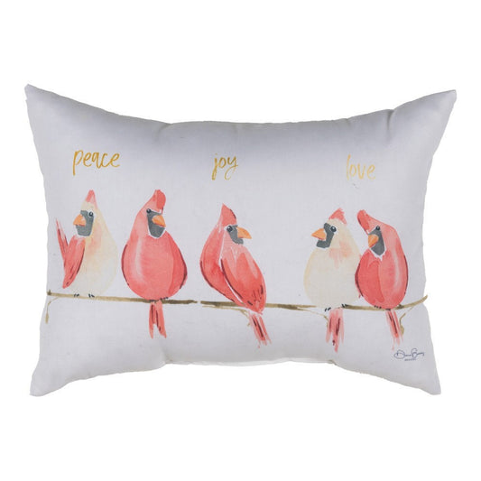 Holiday Cardinals- Peace Joy Love 18X13 Climaweave Pillow