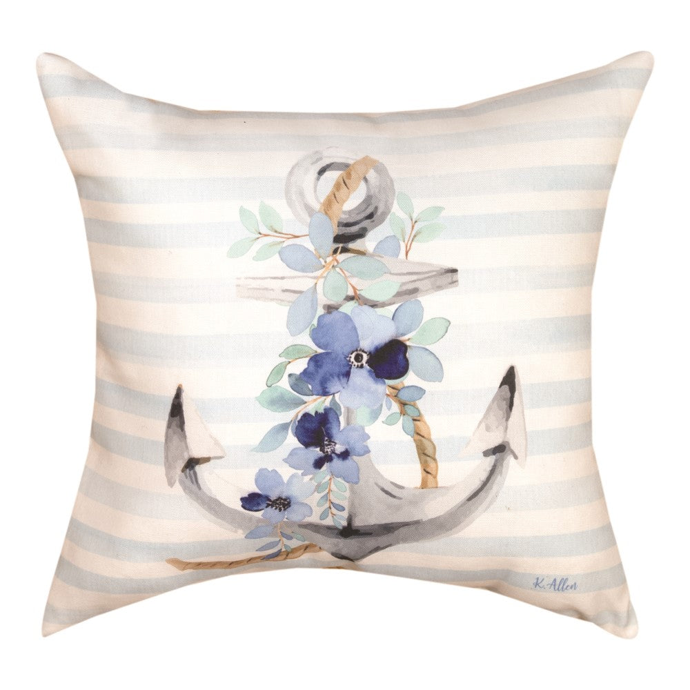 Anchor And Flowers Climaweave Pillow 18"