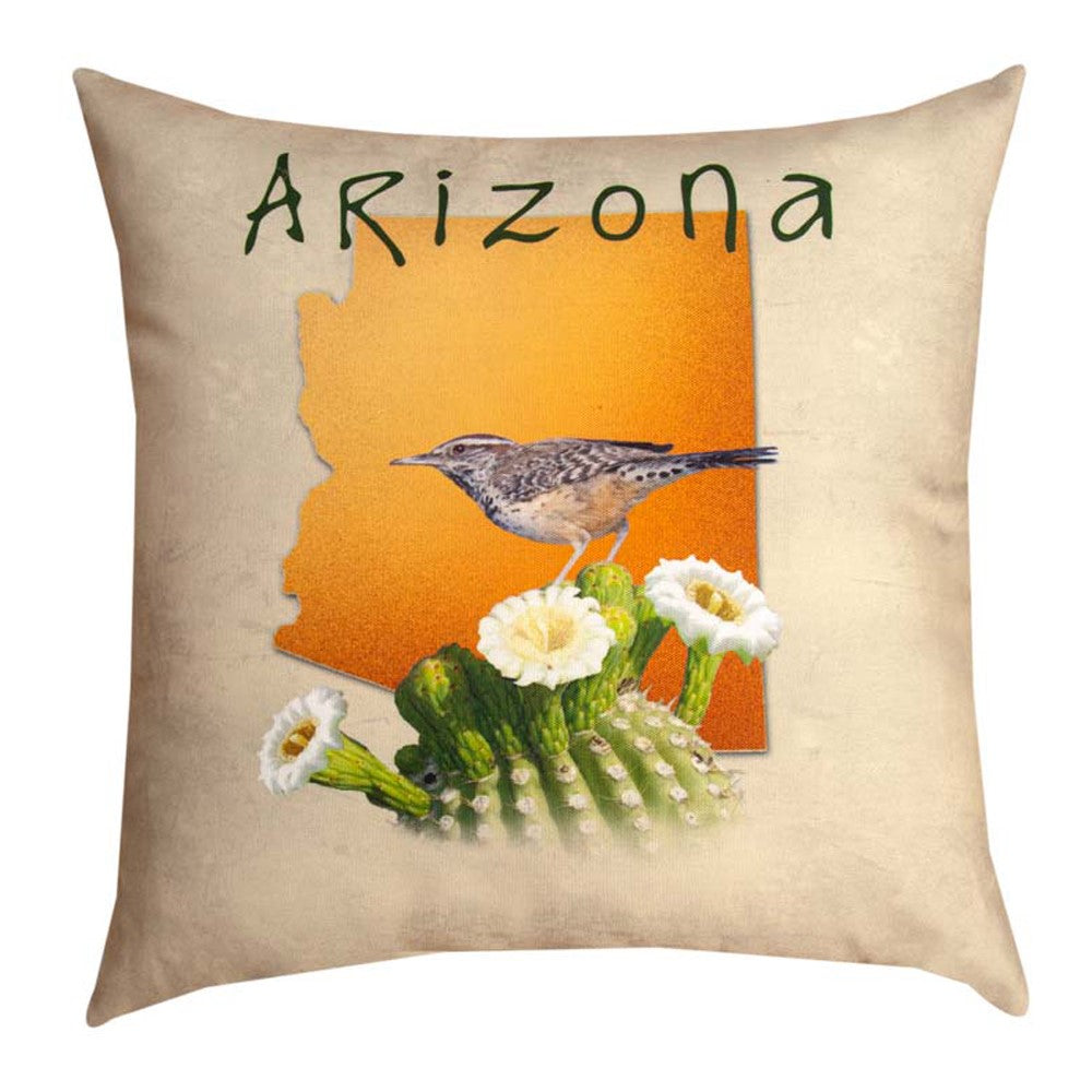 Arizona Cactus Wren Climaweave Pillow 18" Indoor/Outdoor