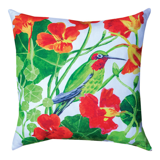 Colibri Et Fleurs Orange Climaweave Pillow 18" Indoor/Outdoor